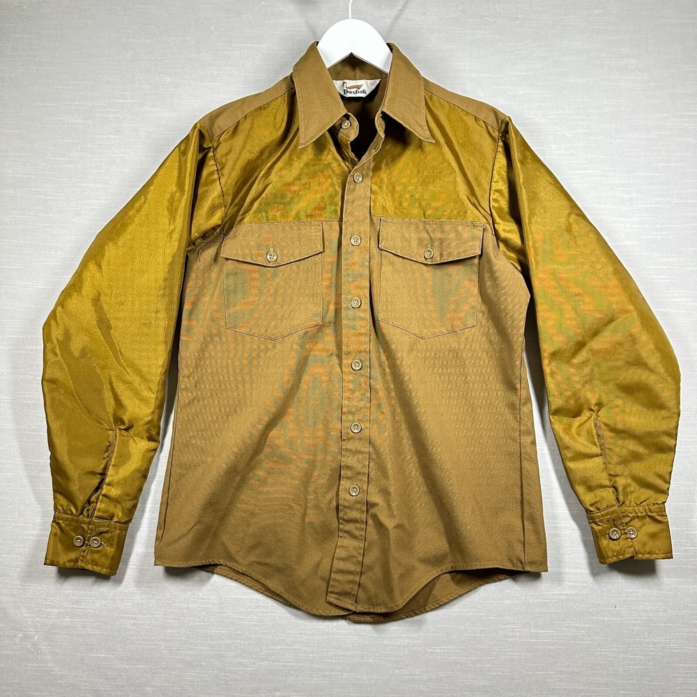 VINTAGE Duxbak Shirt Duck Hunting Mens Medium USA Made Button Down Shooting 80s
